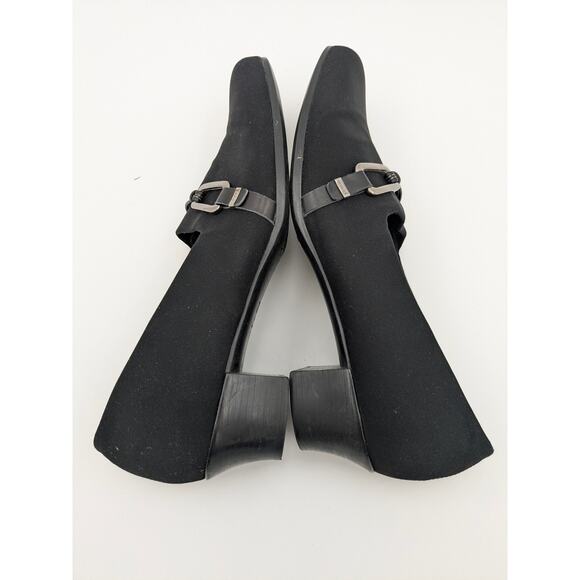 Munro Cindi Block Heel Pump Black Stretch Fabric Square Toe Size US9.5M EU41 - Picture 7 of 13